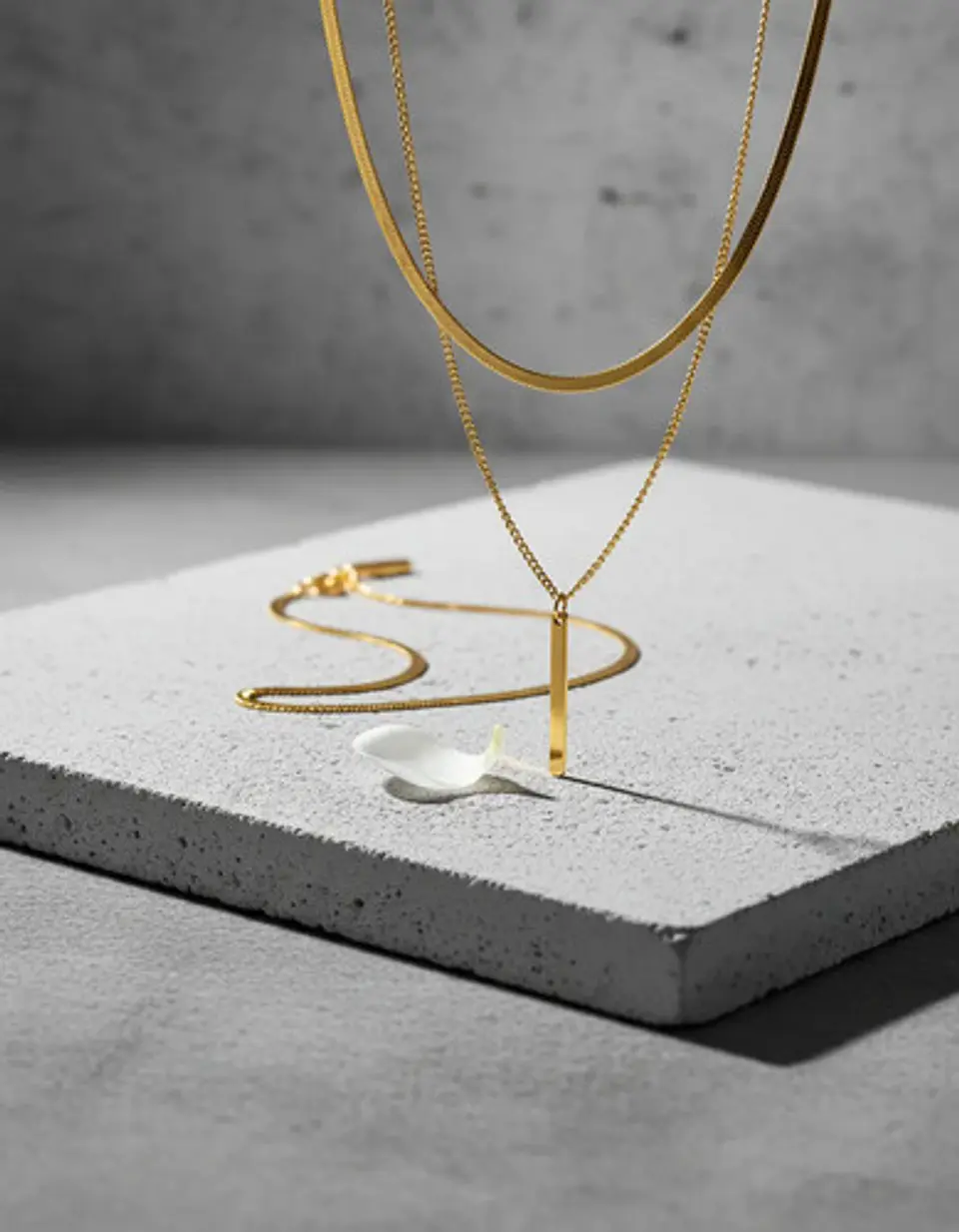 Collar Doble Capa De Acero Para Mujer Dije Minimalista Barra 7
