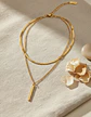 Collar Doble Capa De Acero Para Mujer Dije Minimalista Barra - Miniatura 9