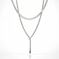 Collar Doble Capa De Acero Para Mujer Dije Minimalista Barra - Miniatura 10