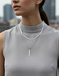 Collar Doble Capa De Acero Para Mujer Dije Minimalista Barra - Miniatura 12