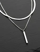 Collar Doble Capa De Acero Para Mujer Dije Minimalista Barra - Miniatura 14