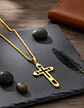 Collar De Acero Color Oro Para Hombre Dije Geometrico Cruz - Miniatura 2