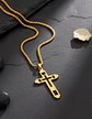 Collar De Acero Color Oro Para Hombre Dije Geometrico Cruz - Miniatura 3