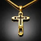 Collar De Acero Color Oro Para Hombre Dije Geometrico Cruz - Miniatura 4