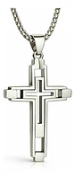 Collar De Acero Color Oro Para Hombre Dije Geometrico Cruz - Miniatura 10