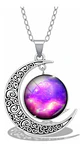 Collar Para Mujer Dije Luna Cabujón Cristal Galaxia Nebulosa - Miniatura 7