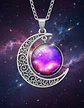Collar Para Mujer Dije Luna Cabujón Cristal Galaxia Nebulosa - Miniatura 8