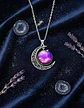 Collar Para Mujer Dije Luna Cabujón Cristal Galaxia Nebulosa - Miniatura 11