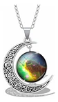 Collar Para Mujer Dije Luna Cabujón Cristal Galaxia Nebulosa - Miniatura 13