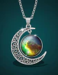 Collar Para Mujer Dije Luna Cabujón Cristal Galaxia Nebulosa - Miniatura 14