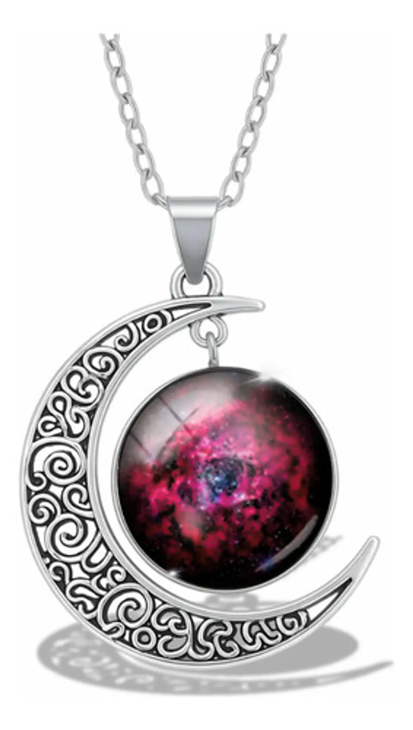 Collar Para Mujer Dije Luna Cabujón Cristal Galaxia Nebulosa 19