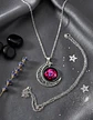 Collar Para Mujer Dije Luna Cabujón Cristal Galaxia Nebulosa - Miniatura 23