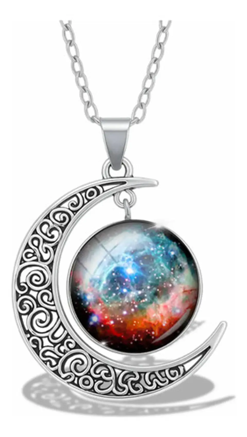 Collar Para Mujer Dije Luna Cabujón Cristal Galaxia Nebulosa 26
