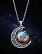 Collar Para Mujer Dije Luna Cabujón Cristal Galaxia Nebulosa - Miniatura 34