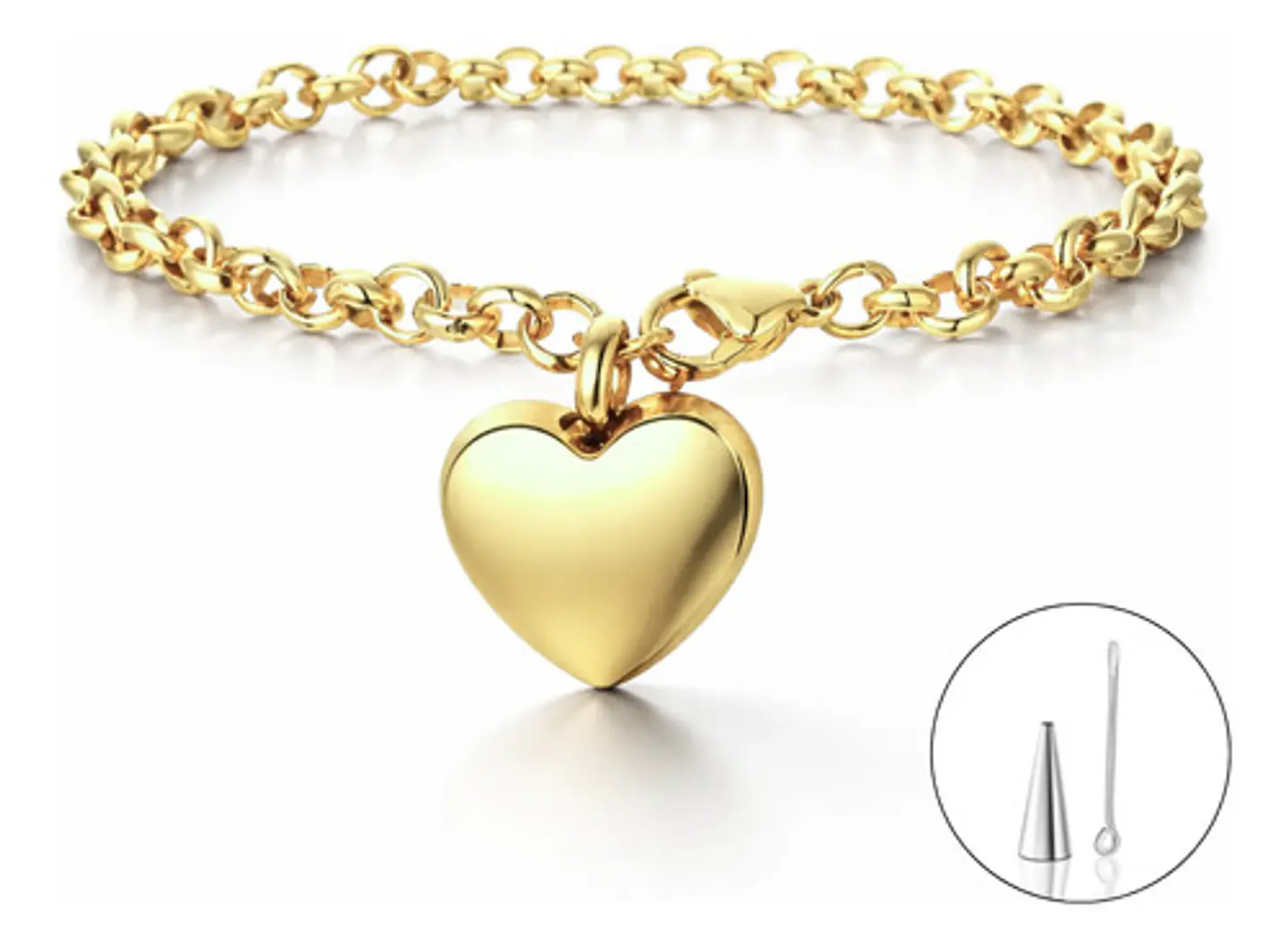 Pulsera Para Mujeres Brazalete Con Dije Urna Corazón Cenizas 1