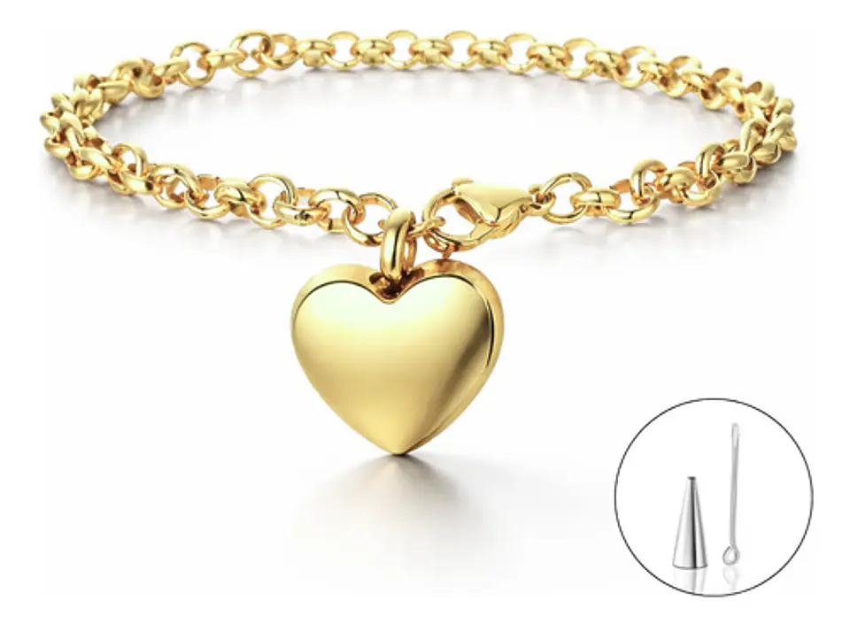 Pulsera Para Mujeres Brazalete Con Dije Urna Corazón Cenizas 1