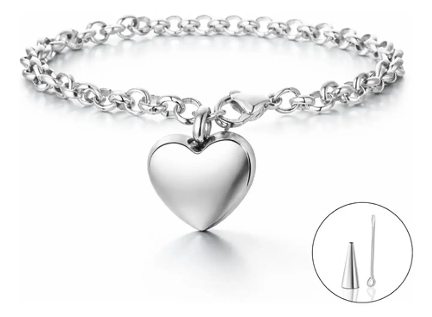 Pulsera Para Mujeres Brazalete Con Dije Urna Corazón Cenizas 9