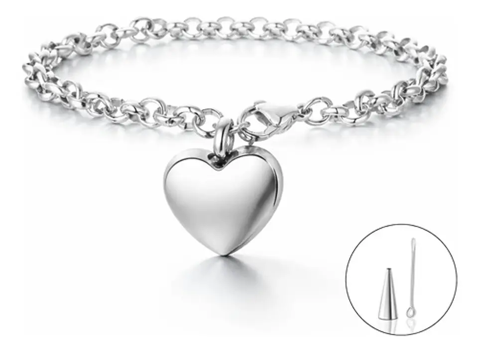 Pulsera Para Mujeres Brazalete Con Dije Urna Corazón Cenizas 9