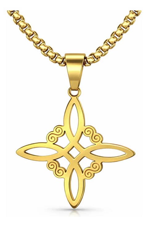 Collar De Acero Para Hombres Y Mujeres Dije Nudo Bruja Celta