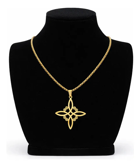 Collar De Acero Para Hombres Y Mujeres Dije Nudo Bruja Celta