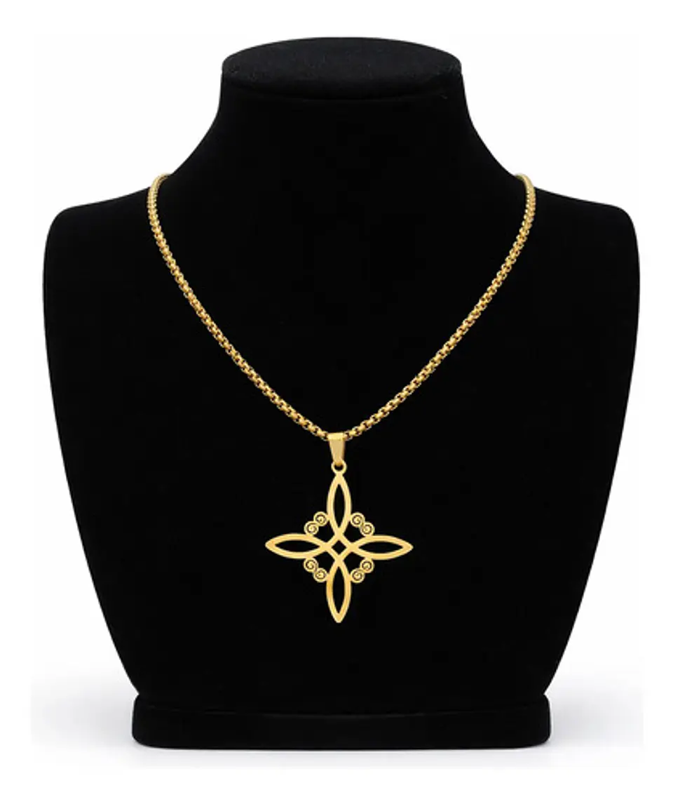 Collar De Acero Para Hombres Y Mujeres Dije Nudo Bruja Celta 2