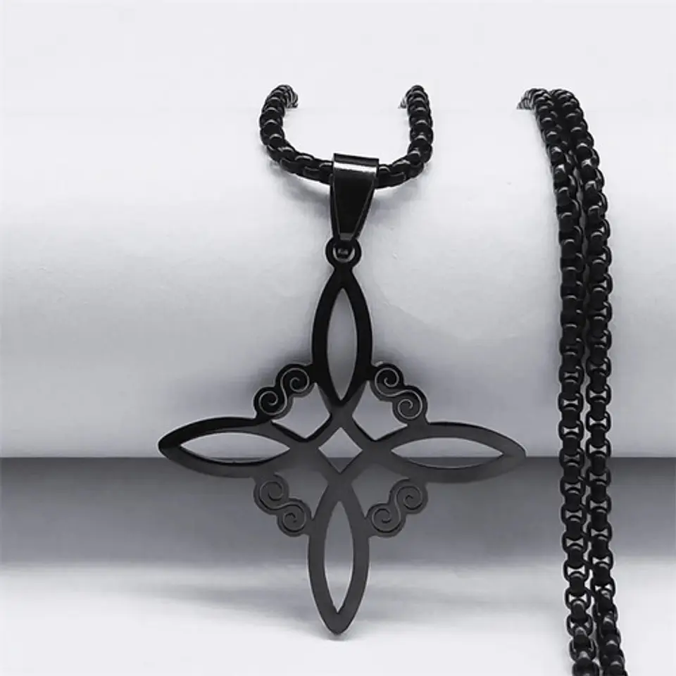 Collar De Acero Para Hombres Y Mujeres Dije Nudo Bruja Celta 10