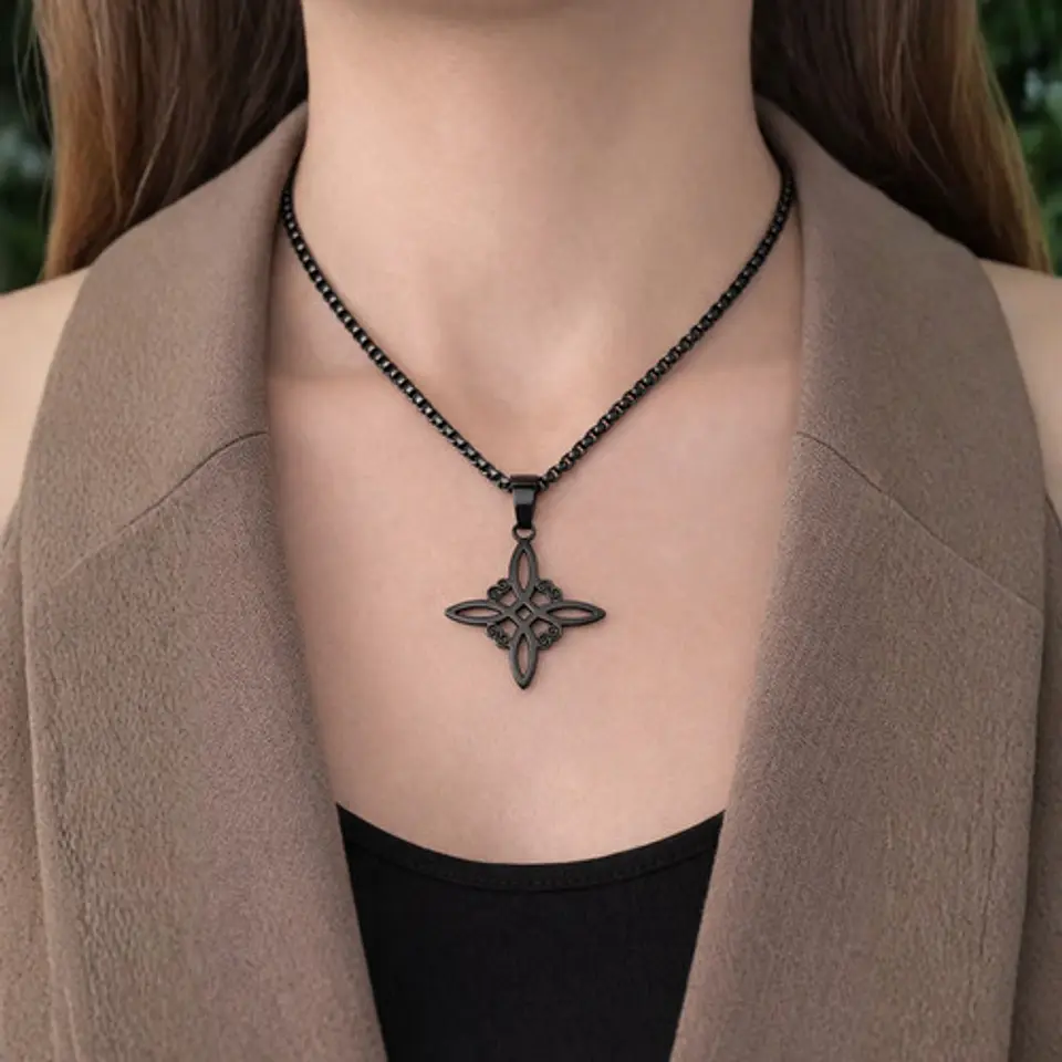 Collar De Acero Para Hombres Y Mujeres Dije Nudo Bruja Celta 12