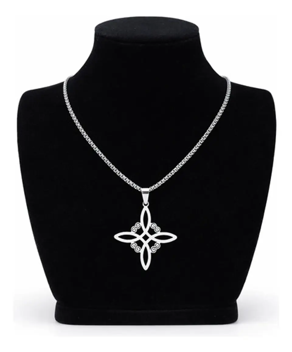 Collar De Acero Para Hombres Y Mujeres Dije Nudo Bruja Celta 18
