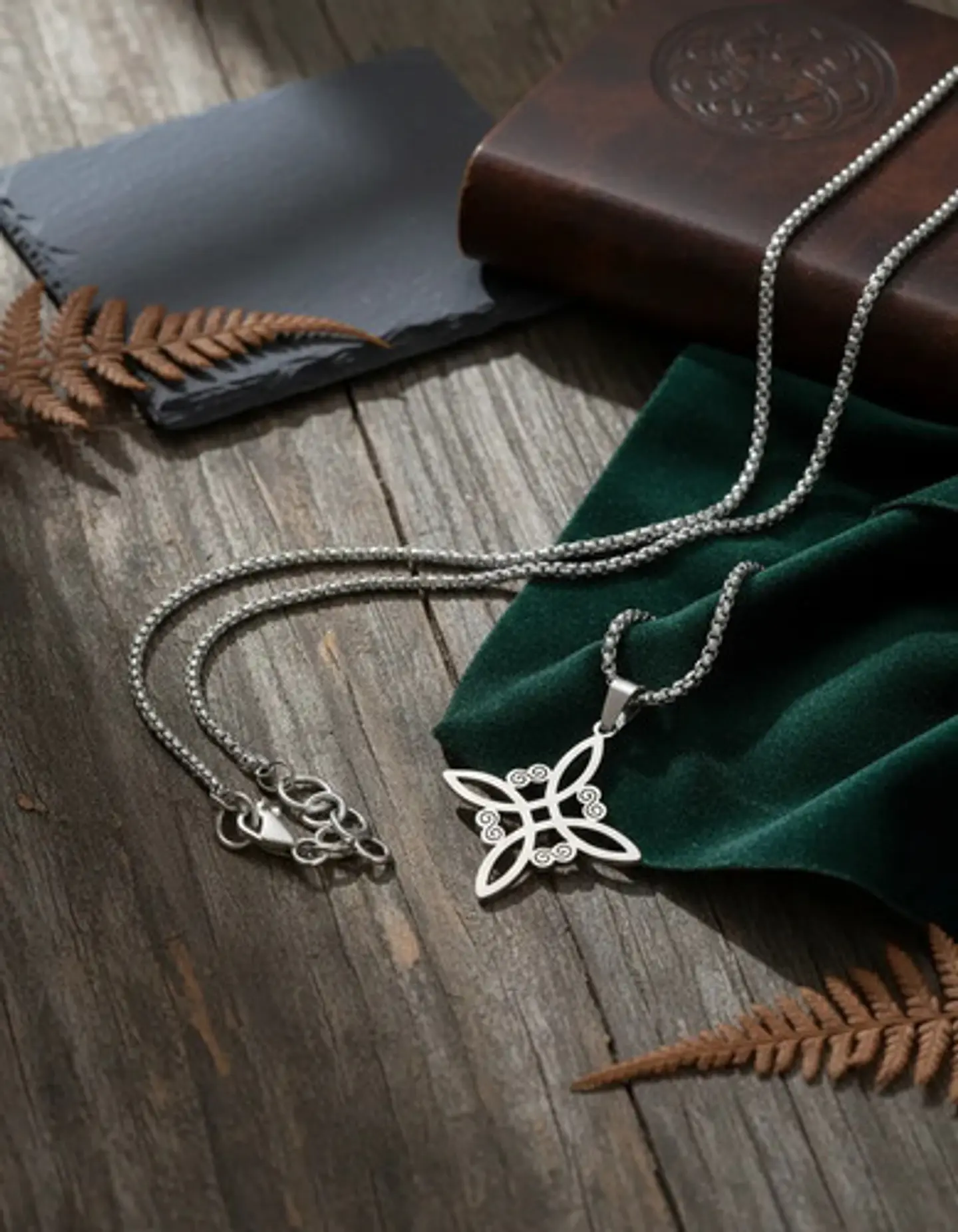 Collar De Acero Para Hombres Y Mujeres Dije Nudo Bruja Celta 19