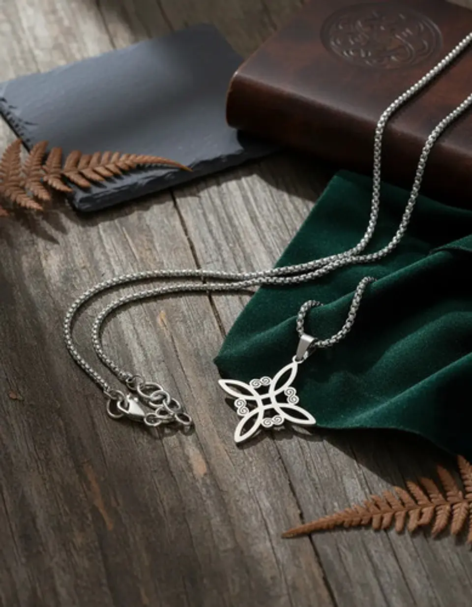 Collar De Acero Para Hombres Y Mujeres Dije Nudo Bruja Celta 19