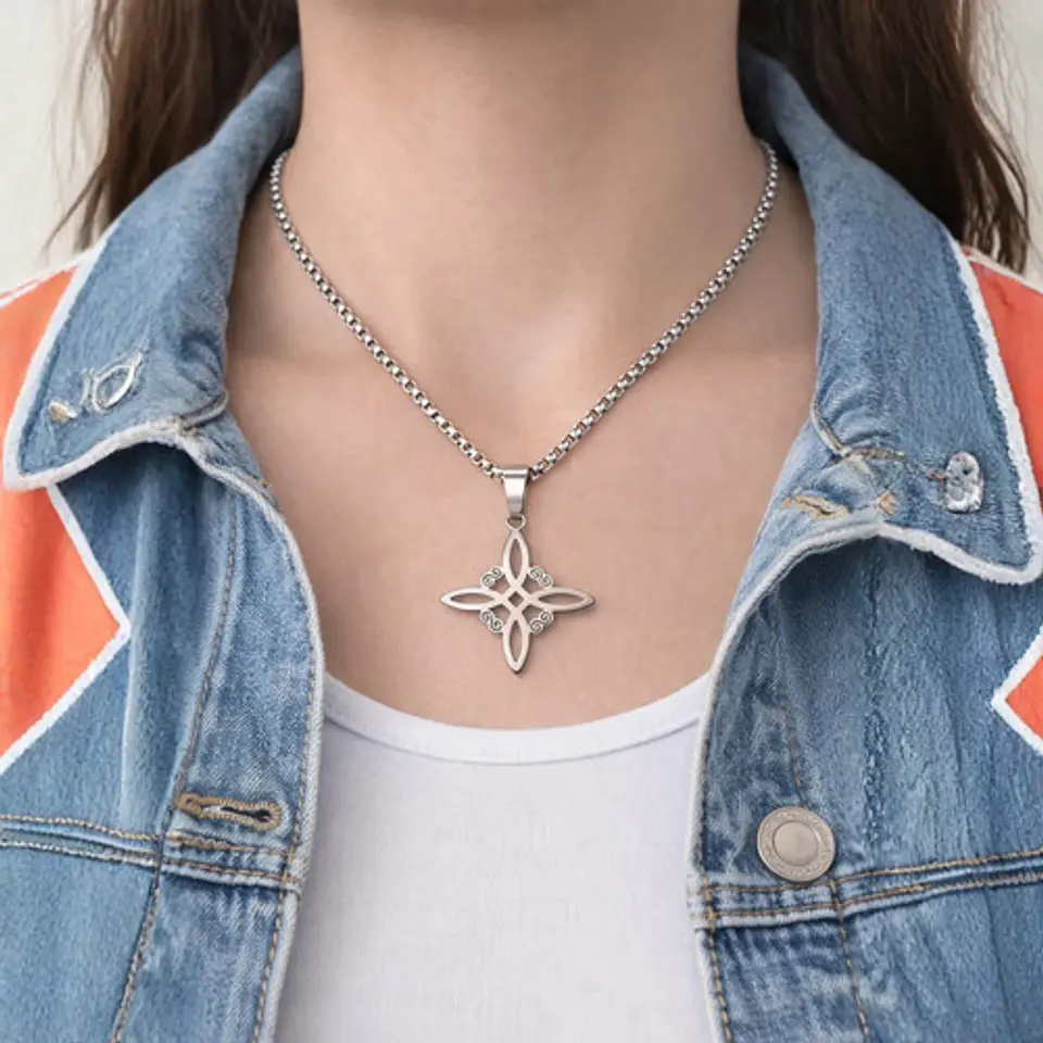 Collar De Acero Para Hombres Y Mujeres Dije Nudo Bruja Celta 20