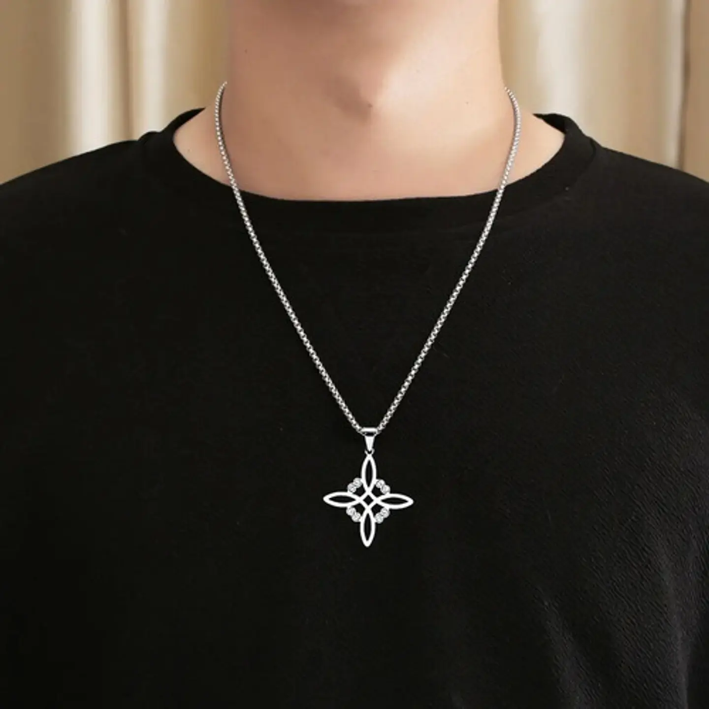 Collar De Acero Para Hombres Y Mujeres Dije Nudo Bruja Celta 23