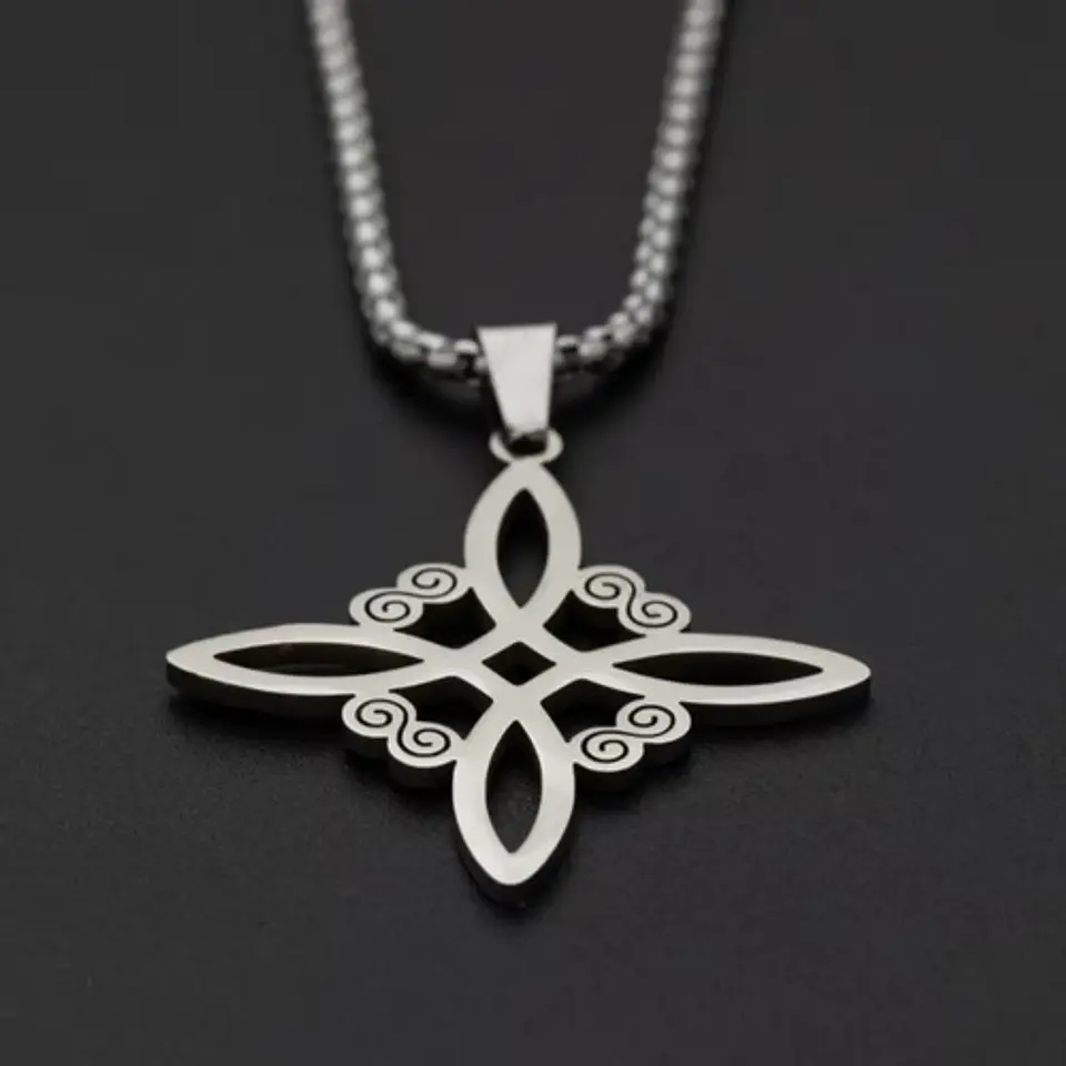 Collar De Acero Para Hombres Y Mujeres Dije Nudo Bruja Celta 24