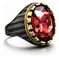 Anillo Moderno Clásico Para Hombres Y Mujeres Piedra Rojo Cz - Miniatura 1