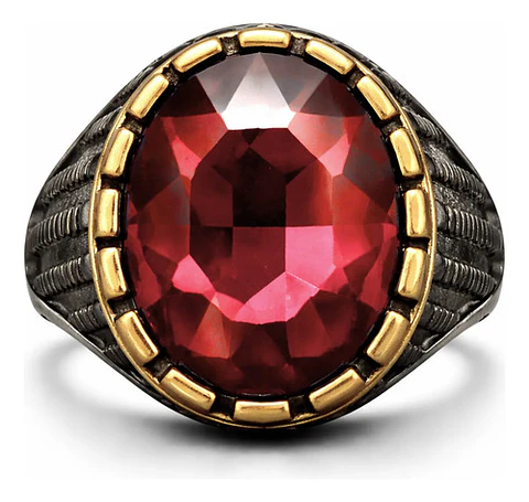 Anillo Moderno Clásico Para Hombres Y Mujeres Piedra Rojo Cz