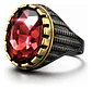 Anillo Moderno Clásico Para Hombres Y Mujeres Piedra Rojo Cz - Miniatura 3