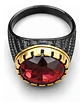 Anillo Moderno Clásico Para Hombres Y Mujeres Piedra Rojo Cz - Miniatura 4