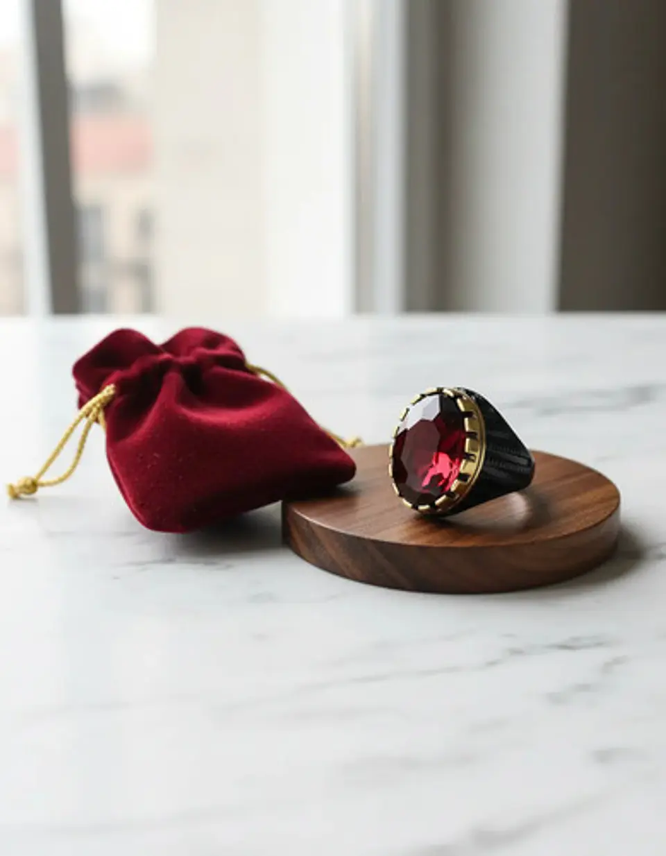 Anillo Moderno Clásico Para Hombres Y Mujeres Piedra Rojo Cz 5