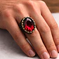 Anillo Moderno Clásico Para Hombres Y Mujeres Piedra Rojo Cz - Miniatura 6