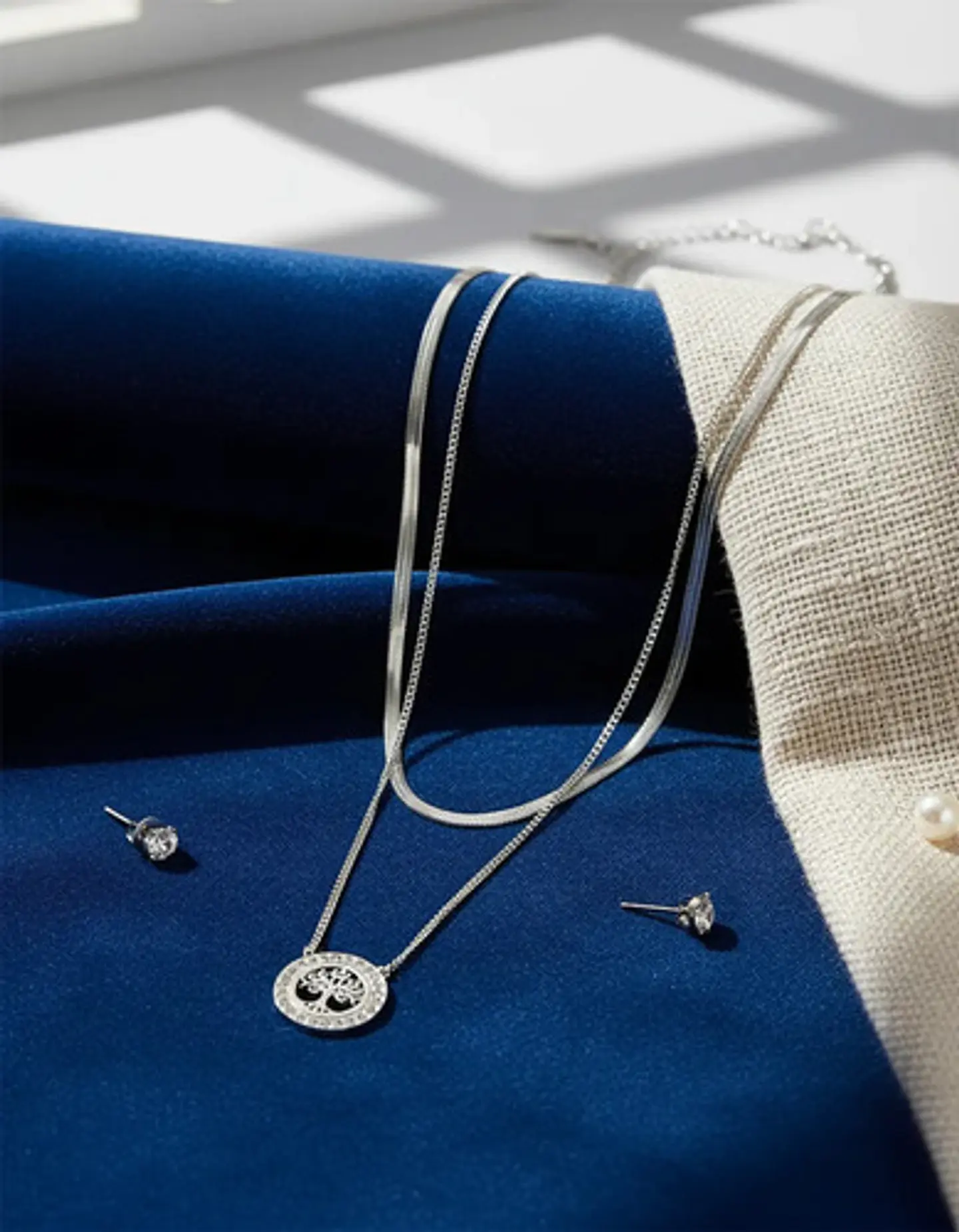 Collar Doble Capa De Acero Para Mujer Dije Árbol De La Vida 13