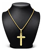 Collar De Acero Dorada Para Hombres Dije Moderna Cruz Jesús - Miniatura 2