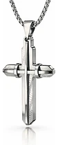 Collar De Acero Dorada Para Hombres Dije Moderna Cruz Jesús - Miniatura 8