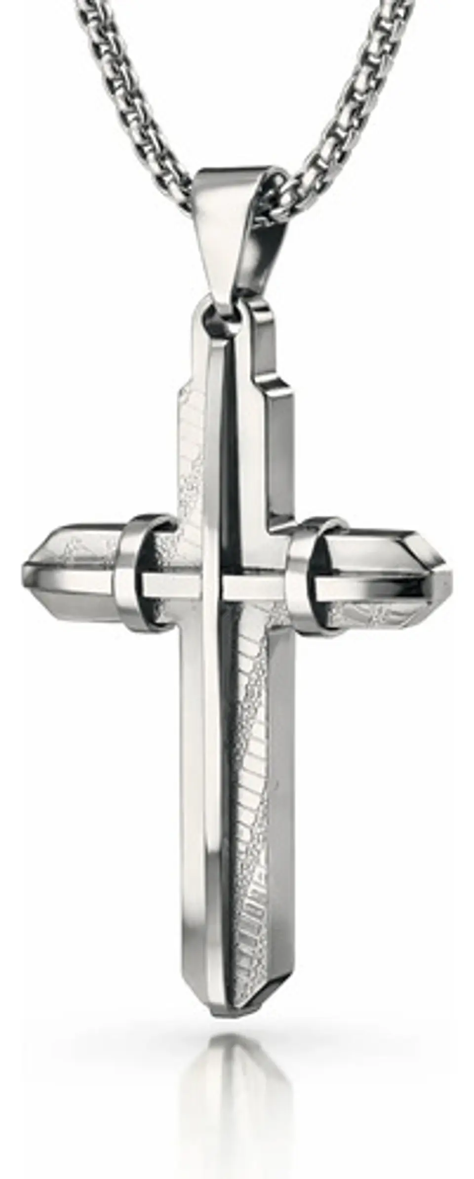 Collar De Acero Dorada Para Hombres Dije Moderna Cruz Jesús 8