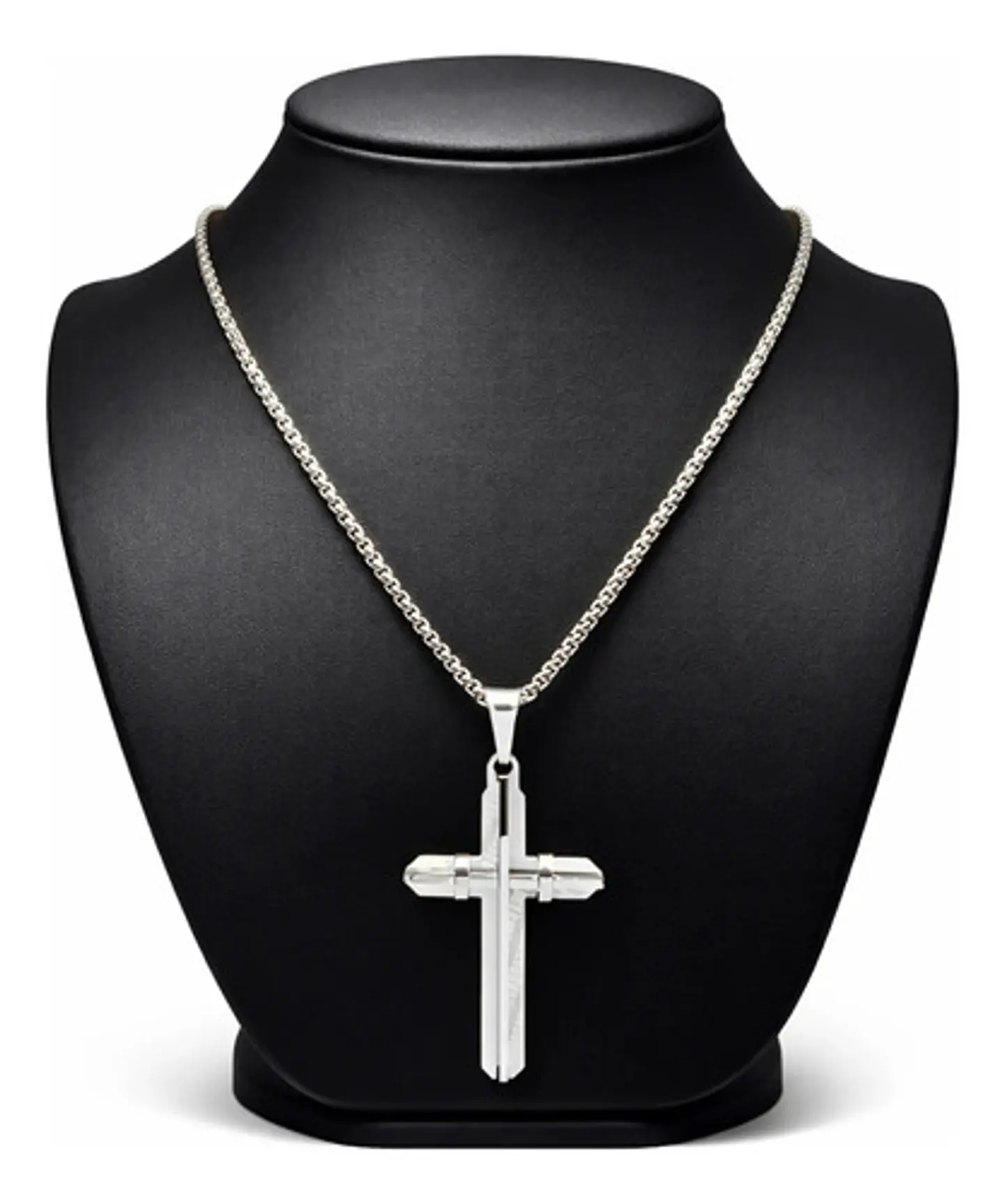 Collar De Acero Dorada Para Hombres Dije Moderna Cruz Jesús 9