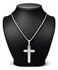 Collar De Acero Dorada Para Hombres Dije Moderna Cruz Jesús - Miniatura 9