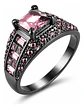 Anillo Negro Moderno Para Mujeres Con Piedras Lujo Elegante - Miniatura 1