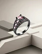 Anillo Negro Moderno Para Mujeres Con Piedras Lujo Elegante - Miniatura 5