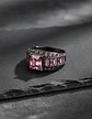 Anillo Negro Moderno Para Mujeres Con Piedras Lujo Elegante - Miniatura 6