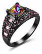 Anillo Negro Moderno Para Mujeres Con Piedras Lujo Elegante - Miniatura 21