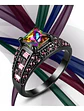 Anillo Negro Moderno Para Mujeres Con Piedras Lujo Elegante - Miniatura 24